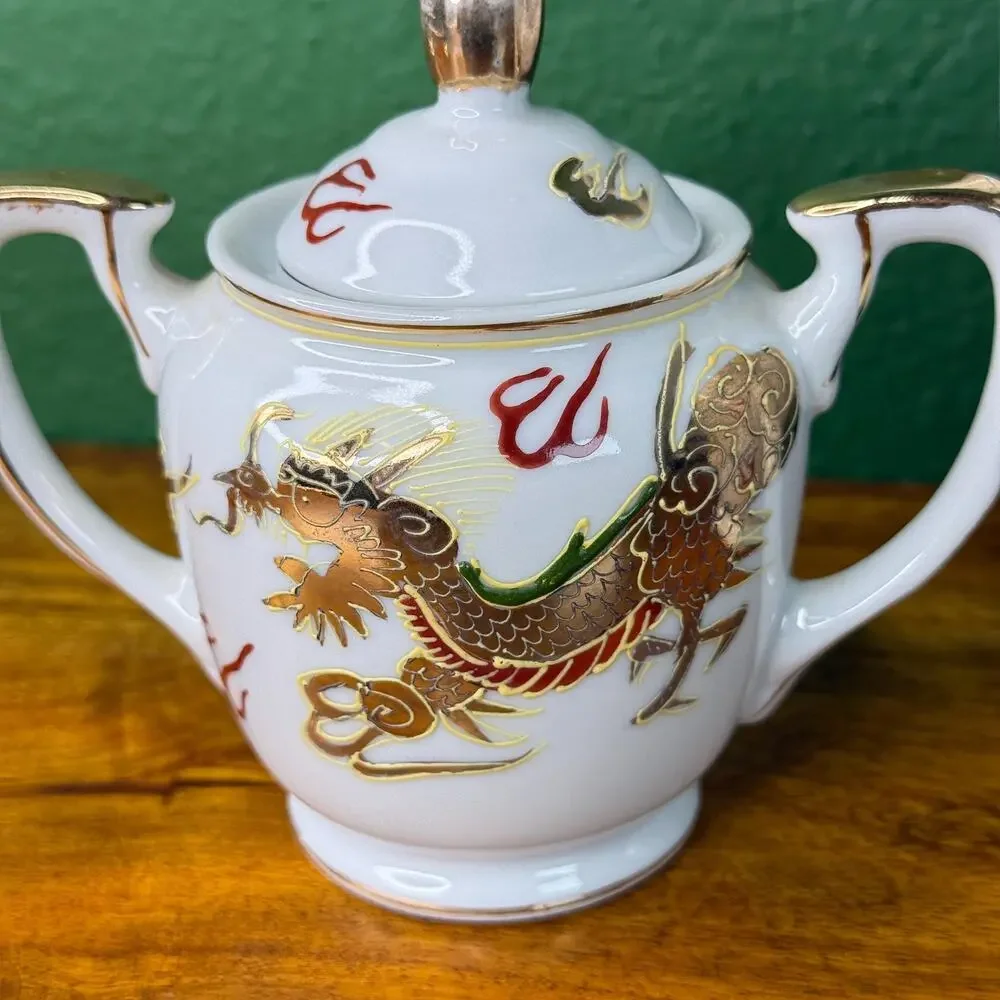 Vintage Kutani Japan Hand Painted Dragonware Sunray Tea Set